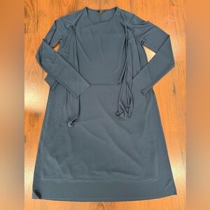 COS long-sleeved navy blue dress Sz Small mesh sleeves knee length